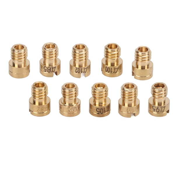 Karburatorens hoveddyser, til GY6 50cc 139QMB scooter/moped, sæt 10 stk, #82–105, metal, guld