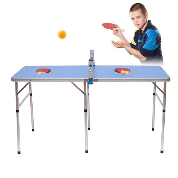 Bordtennisbord - Pingpongbord Sæt - MDF-plade - Aluminiumramme - Høj bæreevne - Komplet med bolde og bat