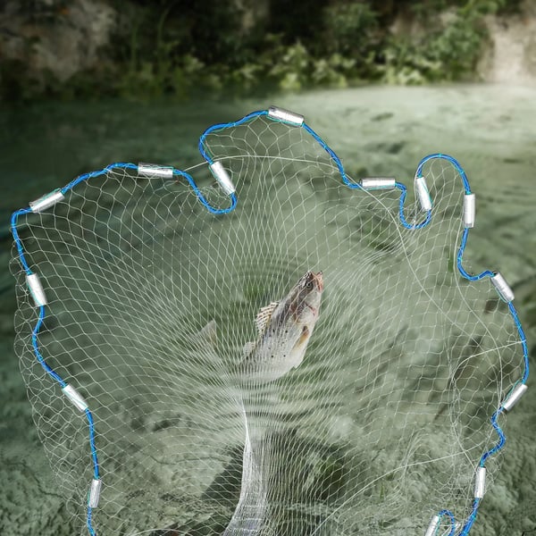 Fiskekastnet - Kastnet - Monofilamentnet - Stålsynker - Vægt 23,1 kg - Let at bruge