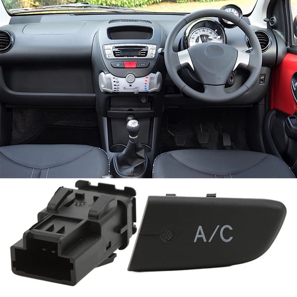 Aircondition trykknap, 6554KX med hætte, til Citroën C1 2005–2014, sort