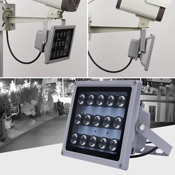 IR infrarød spotlight - Bærbar projektør - 30 W - Vandtæt og varmebestandig - Lysfølsom sensor - Justerbar vinkel - Nem installation