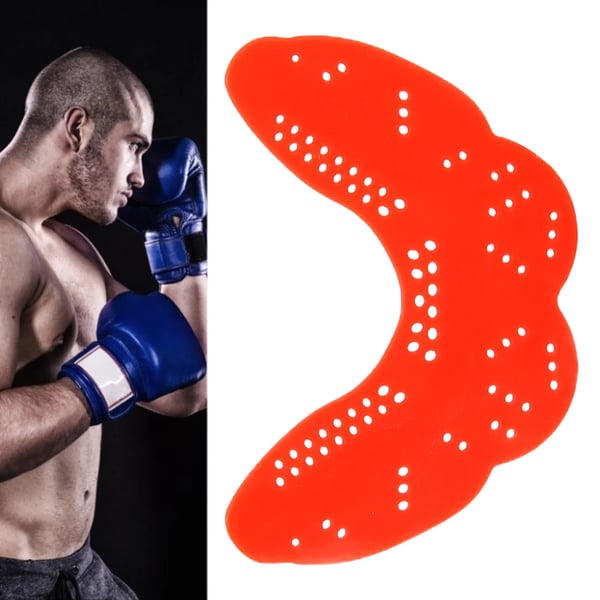Urheilusuuensuoja, hammassuoja, nyrkkeilyyn MMA:han lacrosseen koripalloon jalkapalloon jääkiekkoon, punainen