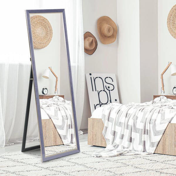 Helkroppsspegel - 150 x 50 cm - Rektangulär - Sammetklädd ram - Blå