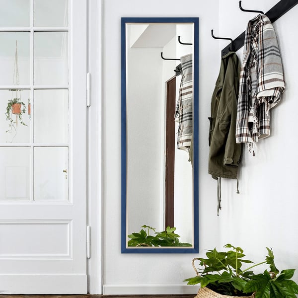 Helkroppsspegel - 150 x 50 cm - Rektangulär - Sammetklädd ram - Blå