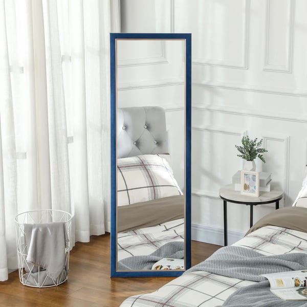 Helkroppsspegel - 150 x 50 cm - Rektangulär - Sammetklädd ram - Blå