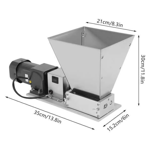 Elektrisk kornmølle/maltmølle - Dobbeltvals - Effekt 60 W - Spænding 110/220 V 60 Hz - Hastighed 75 rpm - Max 4 l - Kobbermotor - Sølv