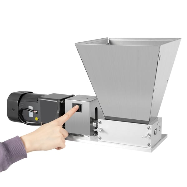 Elektrisk kornmølle/maltmølle - Dobbeltvals - Effekt 60 W - Spænding 110/220 V 60 Hz - Hastighed 75 rpm - Max 4 l - Kobbermotor - Sølv