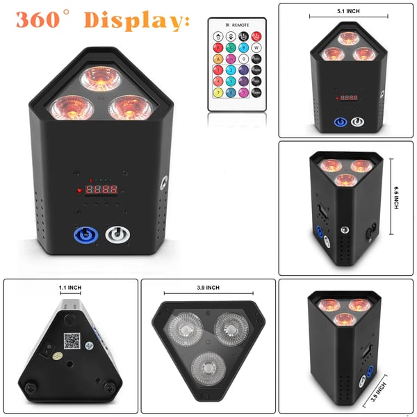 LED PAR -valo - 6IN1 Par Light - 3x10W RGBWA+UV - DMX 6/8/10CH - 90–240V, EU‑pistoke - DJ ja lava