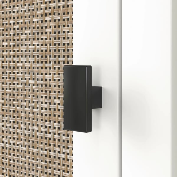 Badrumsskåp - Högskåp med 2 dörrar - Rattanfront - 40 x 30 x 167,5 cm - Montering krävs - Vit
