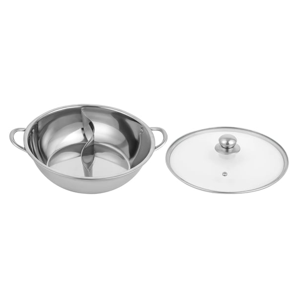 Gryde - Suppegryde - Rustfrit Stål, Non-stick, Med Skillevæg, Til Hotpot/Yuan Yang, 33 cm