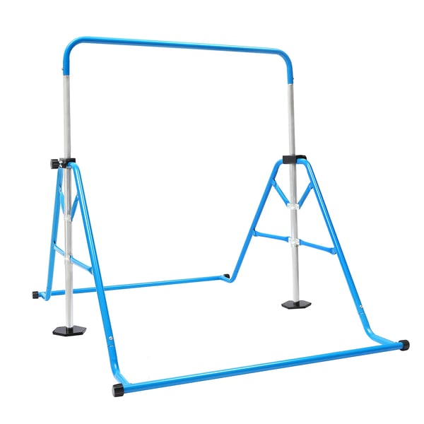 Lasten voimistelutanko - Kokoontaittuva kippitanko - Säädettävä korkeus 115–155 cm - Teräs - Kantavuus 80/40 kg - 107×148 cm - Sininen