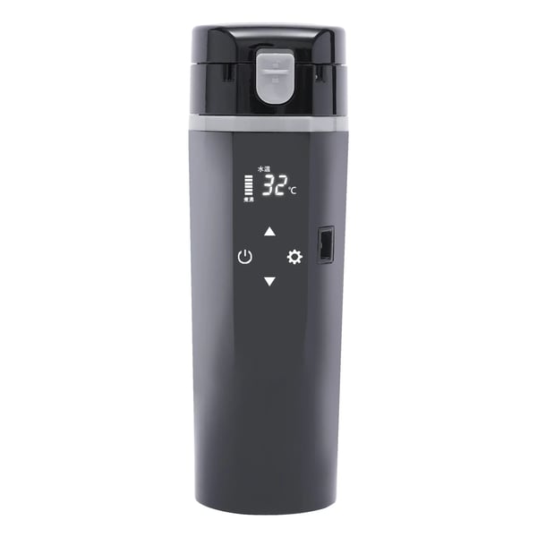 Bil varmekrus - Elektrisk rejsekrus - 12V DC - 500 ml - Rustfrit Stål - Sort