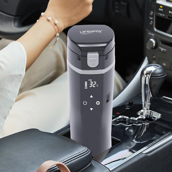 Bil varmekrus - Elektrisk rejsekrus - 12V DC - 500 ml - Rustfrit Stål - Sort