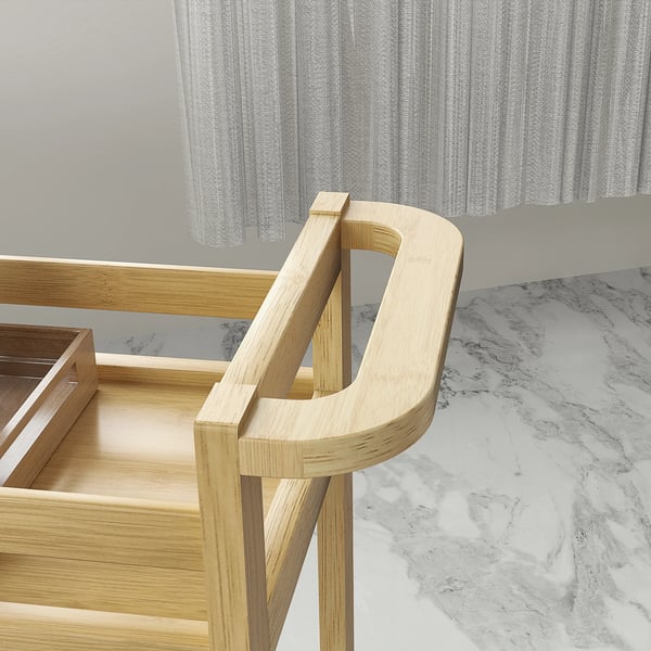 Badrumshylla i bambu - 3 hyllplan - Med hjul - 55 x 20 x 75 cm - Golvstående - Natur