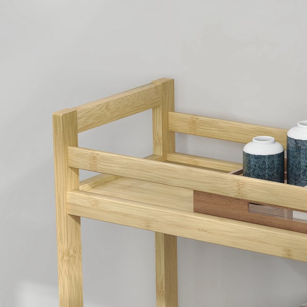Badrumshylla i bambu - 3 hyllplan - Med hjul - 55 x 20 x 75 cm - Golvstående - Natur