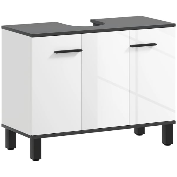 Badrumsskåp / Kommod - Fristående - 2 Dörrar - Justerbara Hyllor - 80 x 34 x 60 cm - Vit Badrumsskåp / Kommod - Fristående - 2 Dörrar - Justerbara Hyllor - 80 x 34 x 60 cm - Vit