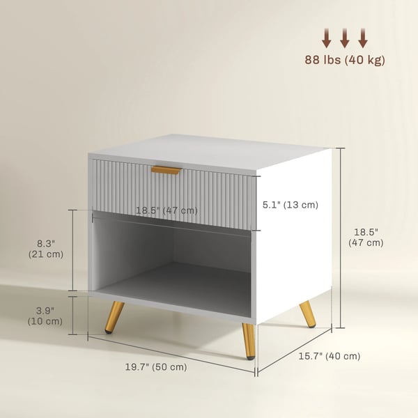 Sängbord - Nattduksbord - Låda och fack - 50 x 40 x 47 cm - Modern marockansk stil - Vit