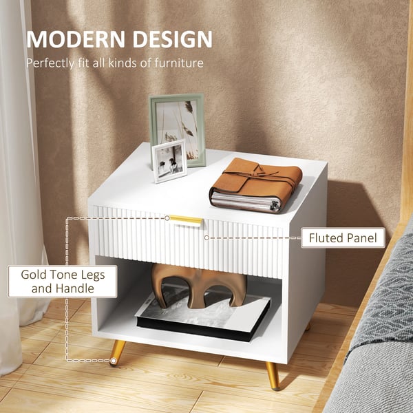 Sängbord - Nattduksbord - Låda och fack - 50 x 40 x 47 cm - Modern marockansk stil - Vit