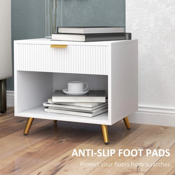 Sängbord - Nattduksbord - Låda och fack - 50 x 40 x 47 cm - Modern marockansk stil - Vit