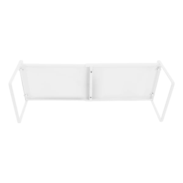 Udvidelig skabshylde - Badeværelseshylde - To Niveauer - Justerbar Bredde - Fritstående Gulvmodel - Hvid