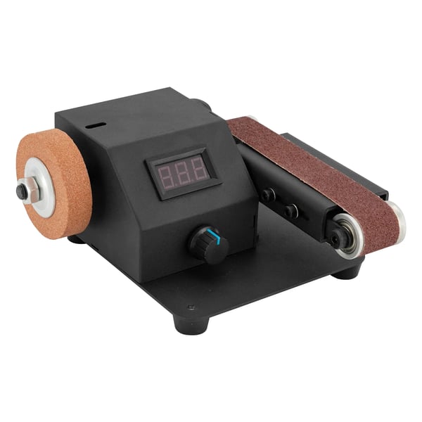 Mini bandslip - Bandslipmaskin - 350 W - 0–8500 varv/min - Slipband 3 x 38 cm - 110–220 V - Kopparmotor - Svart