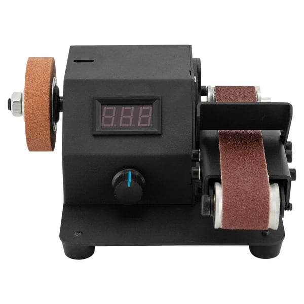 Mini båndsliber - Båndslibemaskine - 350 W - 0–8500 omdr./min - Slibebånd 3 x 38 cm - 110–220 V - Kobbermotor - Sort