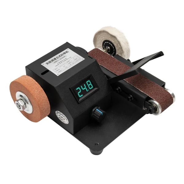 Mini båndsliber - Båndslibemaskine - 350 W - 0–8500 omdr./min - Slibebånd 3 x 38 cm - 110–220 V - Kobbermotor - Sort