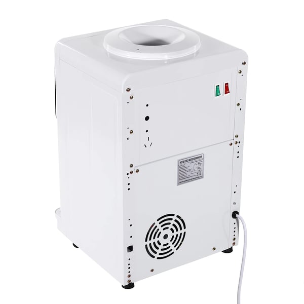 Vanddispenser, bordmodel, 500W varm & kold, sikkerhedslås, nem betjening, til hjem/kontor, hvid