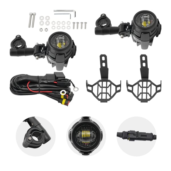 Moottoripyörän sumuvalot, LED spotit 2 kpl, lisävalot BMW R1200GS/F800GS/F700GS/F650FS -malleihin, musta