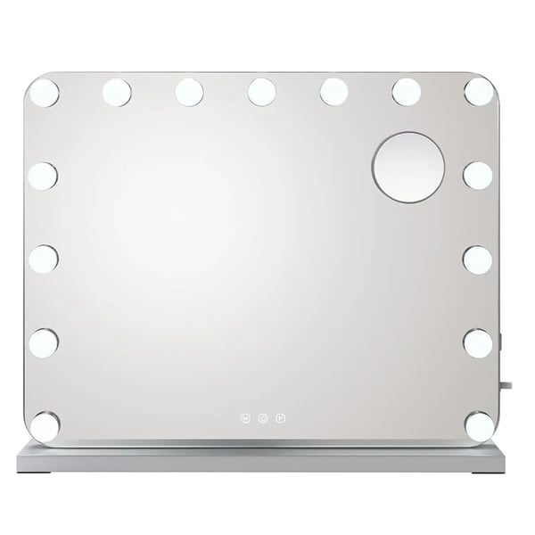 Hollywood meikkipeili - Valopeili - Himmennettävät LED-valot 15 kpl - Kolme valotilaa - Säädettävä kirkkaus - USB-portti - 50x40 cm - Valkoinen