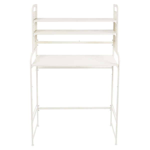 Tvättstugehylla - Torktumlarehylla - Justerbar 54–81 cm - Rostbeständigt kolstål - 15 kg per hyllplan - 2 nivåer 35/23 cm - Vit