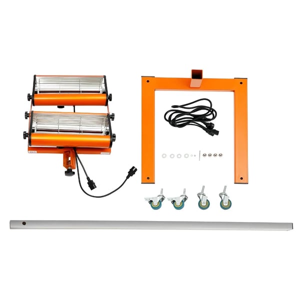 Infrarød lak- og malingstørrer - Stativmodel - 2×1000 W - 220 V - Tidsur 0–60 min - Orange