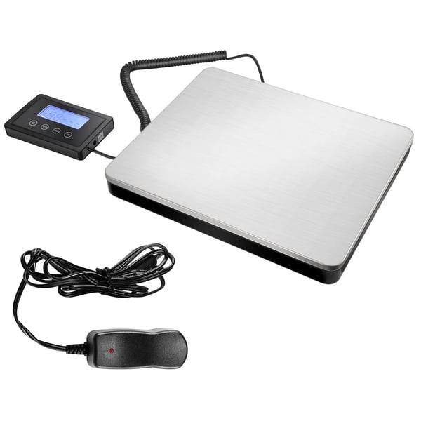 Platformvægt 180 kg/50 g, digital industrivægt, rustfri stålplatform, KG/LB/OZ, ekstern LCD-skærm med kabel, brun