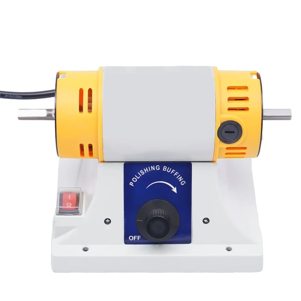 320 W pöytämallinen korujen hioma- ja kiillotuskone, kaksipäinen, säädettävä nopeus 800–10000 rpm, 2 kangaspyörää, 220 V EU-pistoke, harmaa