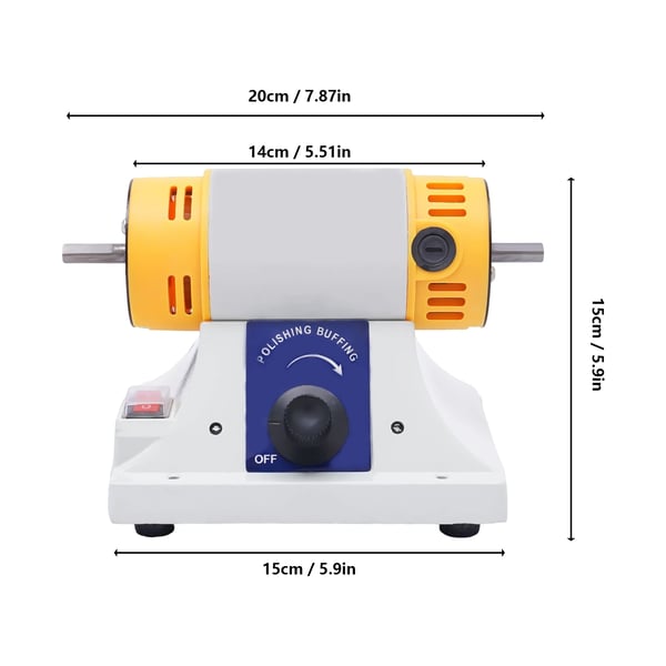 320 W pöytämallinen korujen hioma- ja kiillotuskone, kaksipäinen, säädettävä nopeus 800–10000 rpm, 2 kangaspyörää, 220 V EU-pistoke, harmaa