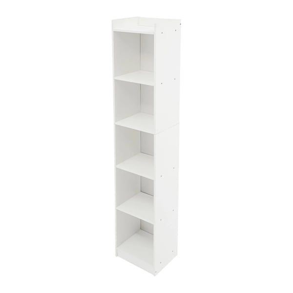 Bogreol - Opbevaringsreol - 5 Hylder - Mål 30×24×152 cm - MDF, 11 mm Pladetykkelse - Nem Montering - Hvid