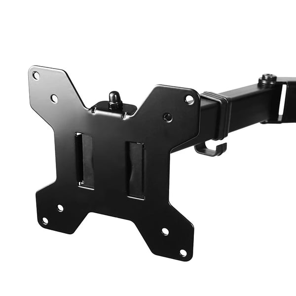 MS02N - Dobbelt monitorarm og skærmbeslag med laptop-holder - 360° Roterbar - Højdejusterbar - Til laptop 25–51 cm - Sort