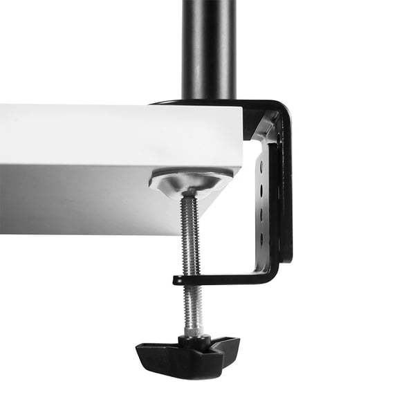 MS02N - Dobbelt monitorarm og skærmbeslag med laptop-holder - 360° Roterbar - Højdejusterbar - Til laptop 25–51 cm - Sort