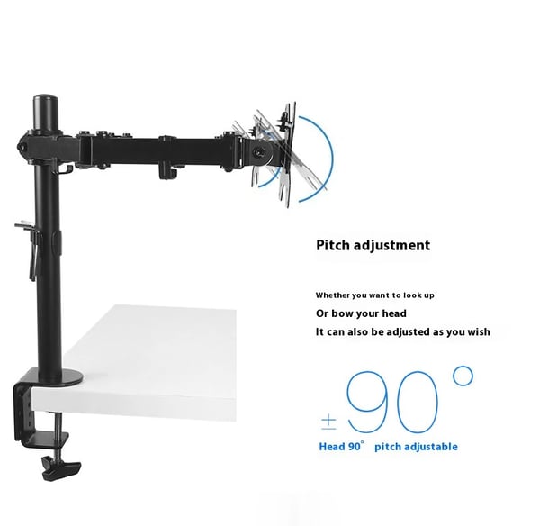 MS02N - Dobbelt monitorarm og skærmbeslag med laptop-holder - 360° Roterbar - Højdejusterbar - Til laptop 25–51 cm - Sort