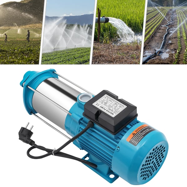Vandpumpe til vanding - Centrifugalpumpe - 1300 W - 230 V EU-stik - IP44 - Højtryk - Rustfrit stål - Blå