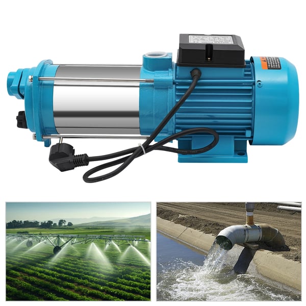 Vandpumpe til vanding - Centrifugalpumpe - 1300 W - 230 V EU-stik - IP44 - Højtryk - Rustfrit stål - Blå