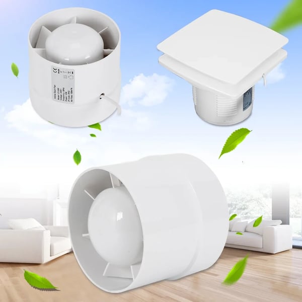 Ventilator - Kanalventilator - Diameter 10 cm - Luftmængde 100 m³/t - Støjniveau 34 dB - Hastighed 2400 rpm - Effekt 12 W 220 V 50 Hz - Hvid