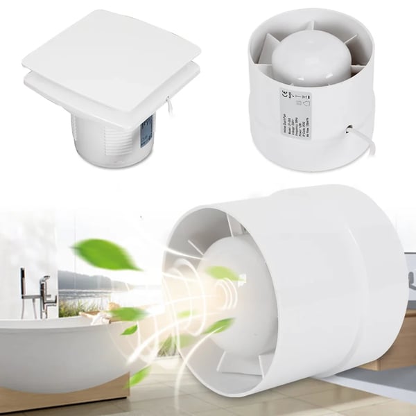 Ventilator - Kanalventilator - Diameter 10 cm - Luftmængde 100 m³/t - Støjniveau 34 dB - Hastighed 2400 rpm - Effekt 12 W 220 V 50 Hz - Hvid