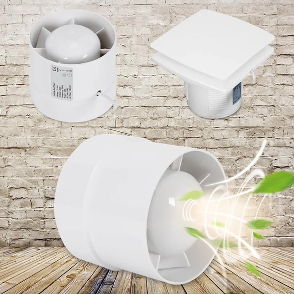 Ventilator - Kanalventilator - Diameter 10 cm - Luftmængde 100 m³/t - Støjniveau 34 dB - Hastighed 2400 rpm - Effekt 12 W 220 V 50 Hz - Hvid