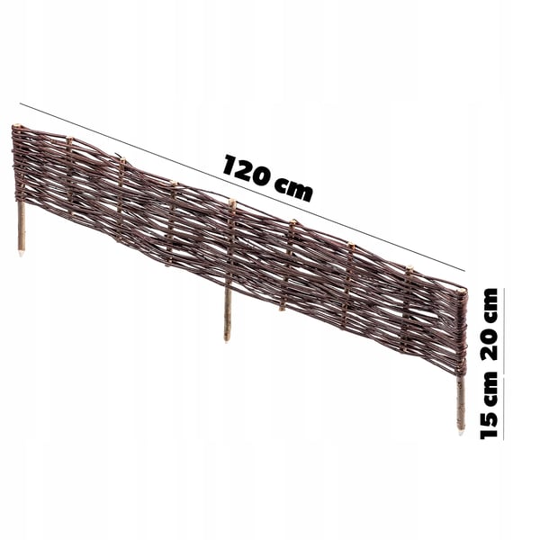 Havepalisade - Plænekant - 120 x 20 cm - Sæt 10 stk - Fletlook - Brun