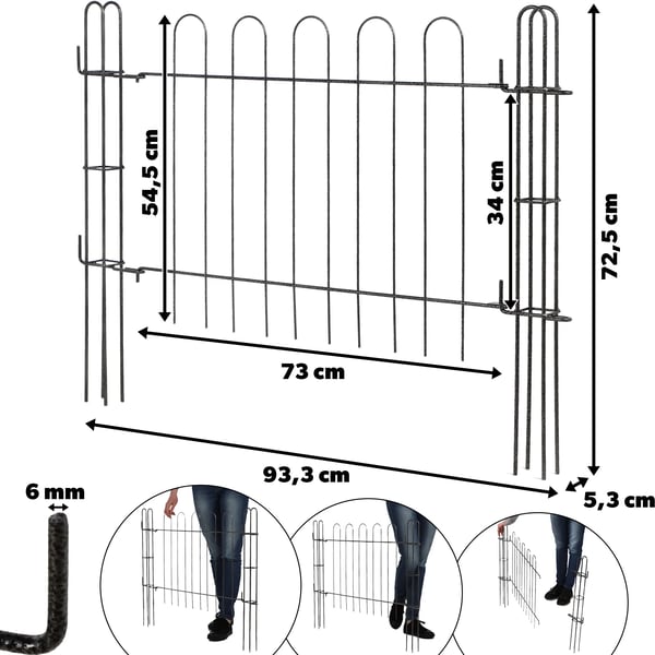 Havelåge - Panelhegnslåge - Metal - Til flade stolper - 93 x 72 cm - Sort