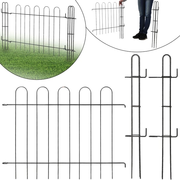 Havelåge - Panelhegnslåge - Metal - Til flade stolper - 93 x 72 cm - Sort