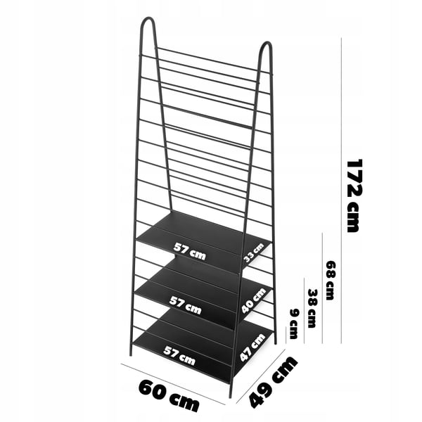 Haveespalier - Metal klatreplantestativ - Stigeform - Højde 172 cm - Robust til blomster og klatreplanter - Sort