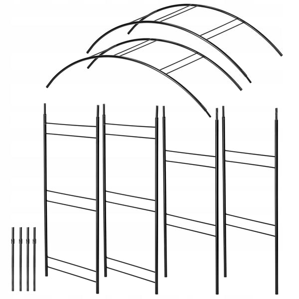 Havepergola - Metal rosenbue - Til klatreplanter og roser - Højde 255 cm - Stabil og vejrbestandig - Sort