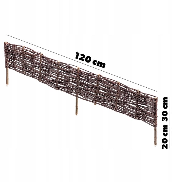 Havepalisade - Plænekanthegn - Fletlook - 120 x 30 cm - Høj kant